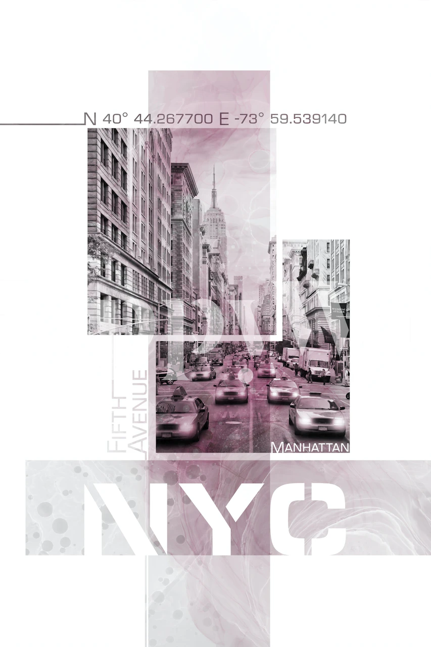 NYC Fifth Avenue Traffic pink tapeta w pokoju