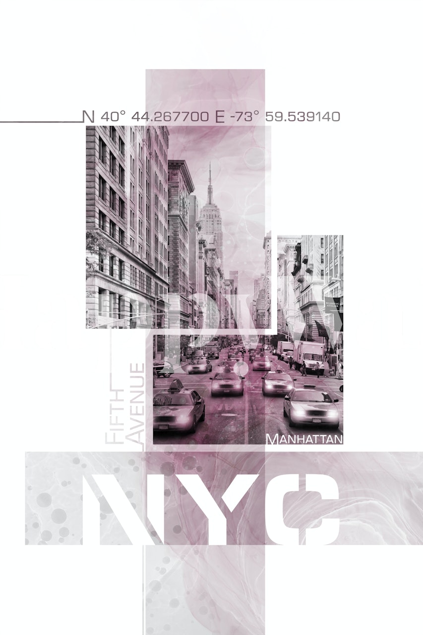 NYC Fifth Avenue Traffic pink papier peint dans une pièce