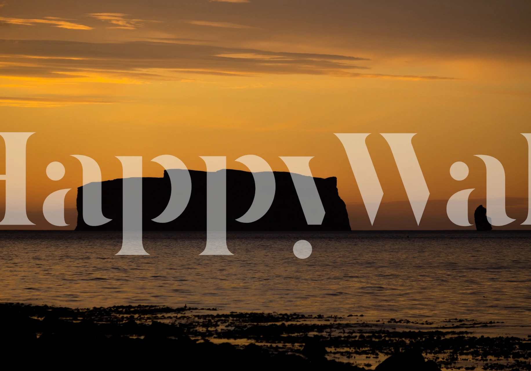 Midsummer night silhouette of an island against twilight sky wall mural