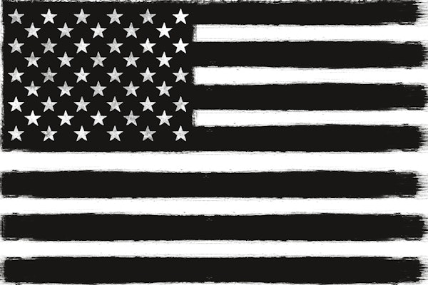 Black White USA Flag