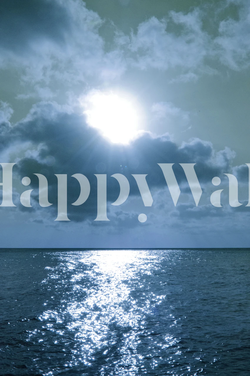 Caribbean sunset with the sun reflecting on ocean waves wall mural