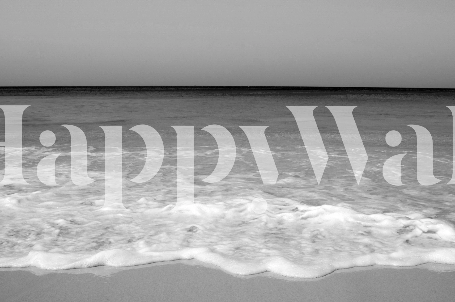 Black and white beach ocean wallpaper with waves