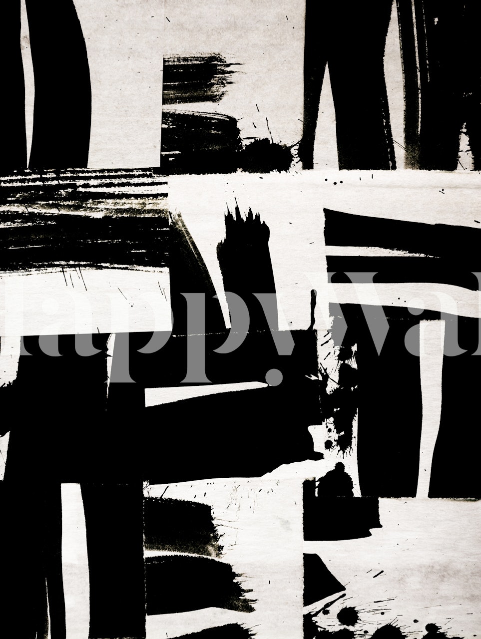 Abstract black and white brushstroke wallpaper