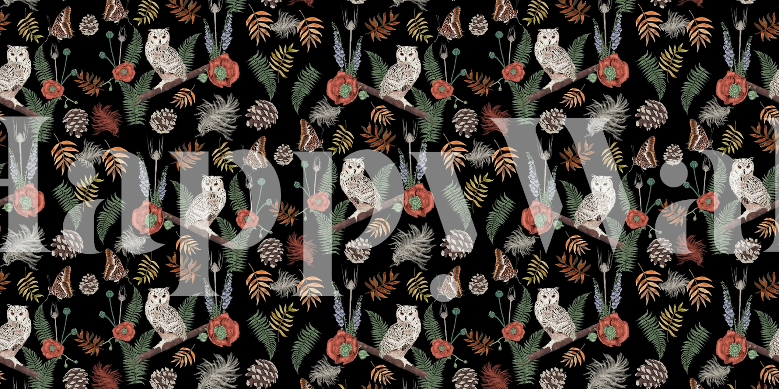 Owls in the Countryside wallpaper design