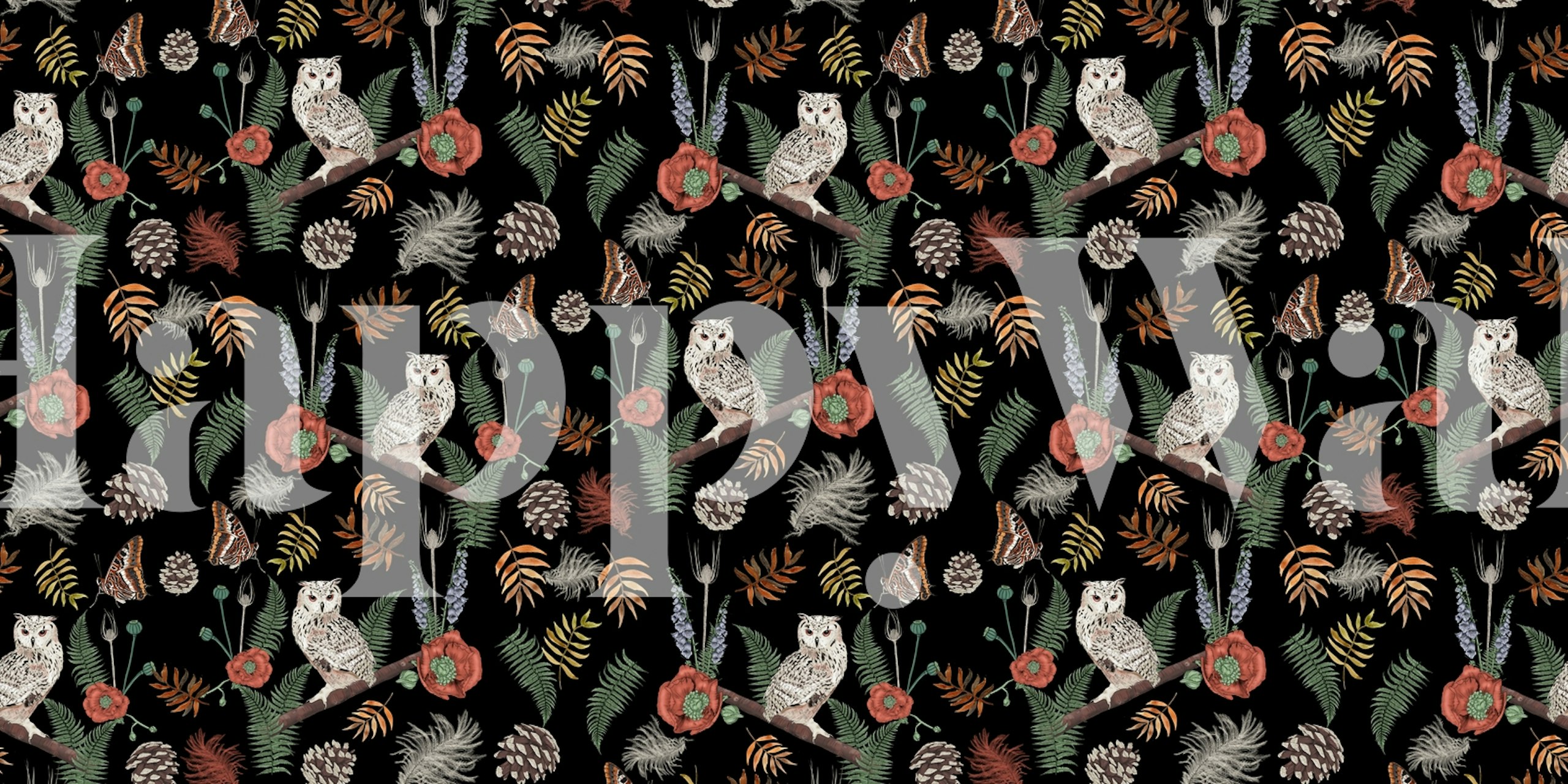 Owls in the Countryside wallpaper design