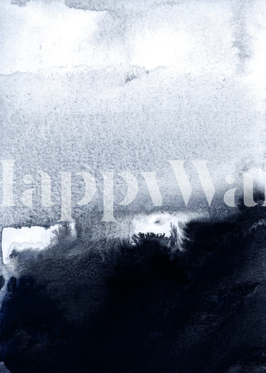 Dark blue watercolor wallpaper in a room