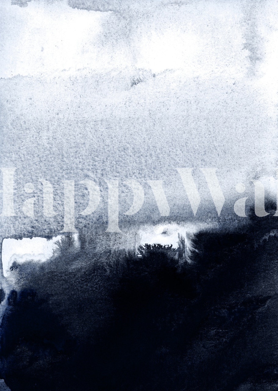 Papier peint aquarelle bleu foncé dans une pièce