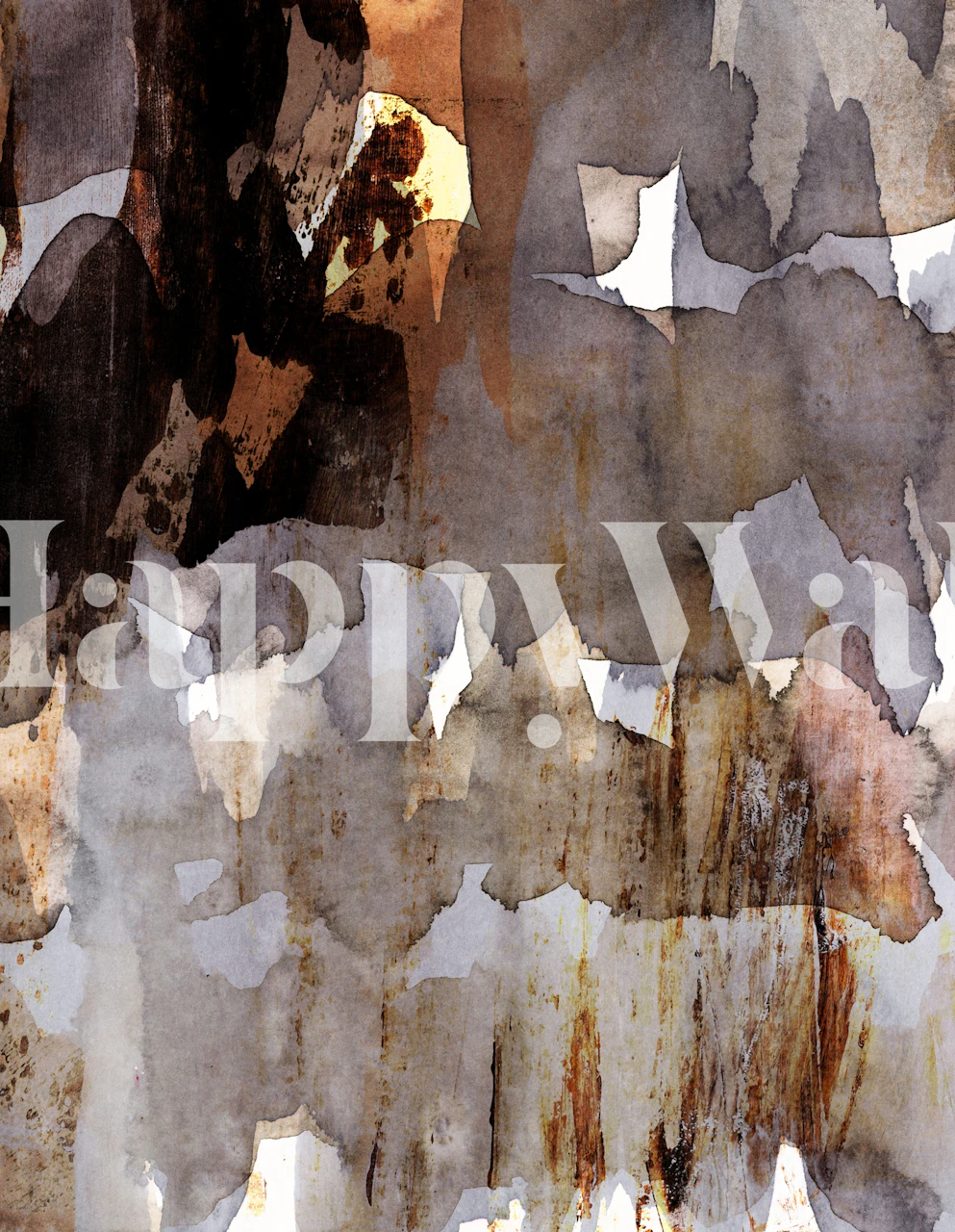 Abstract watercolor patterns in brown and white wallpaper