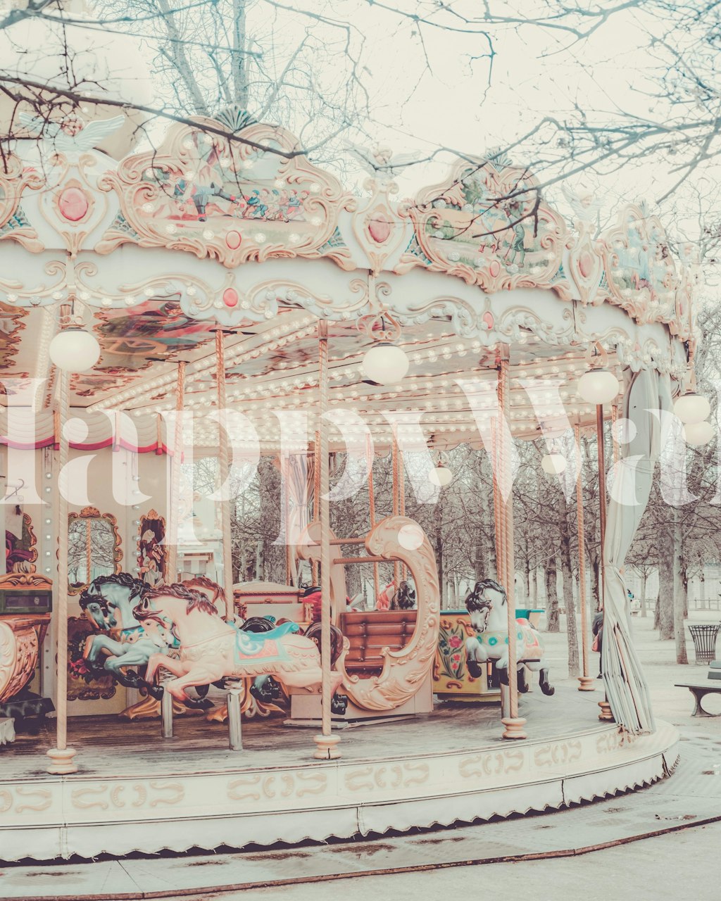 Paris Carousel III tapet i et rum