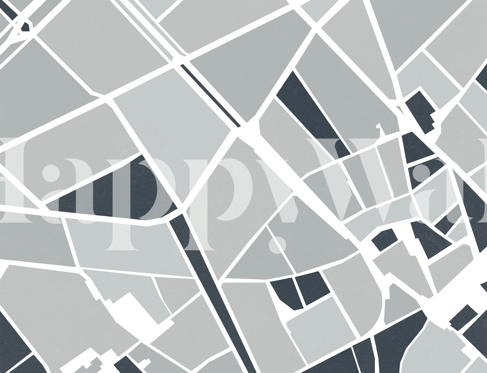 Barcelona City Center Map behang in een kamer