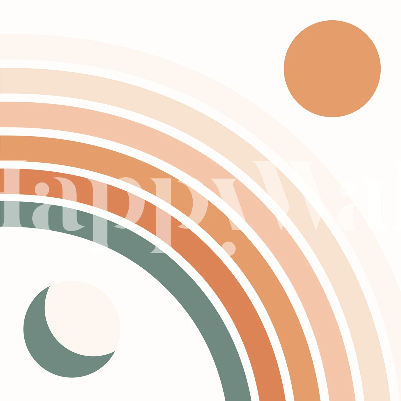 Rainbow circles in soft earth tones wallpaper