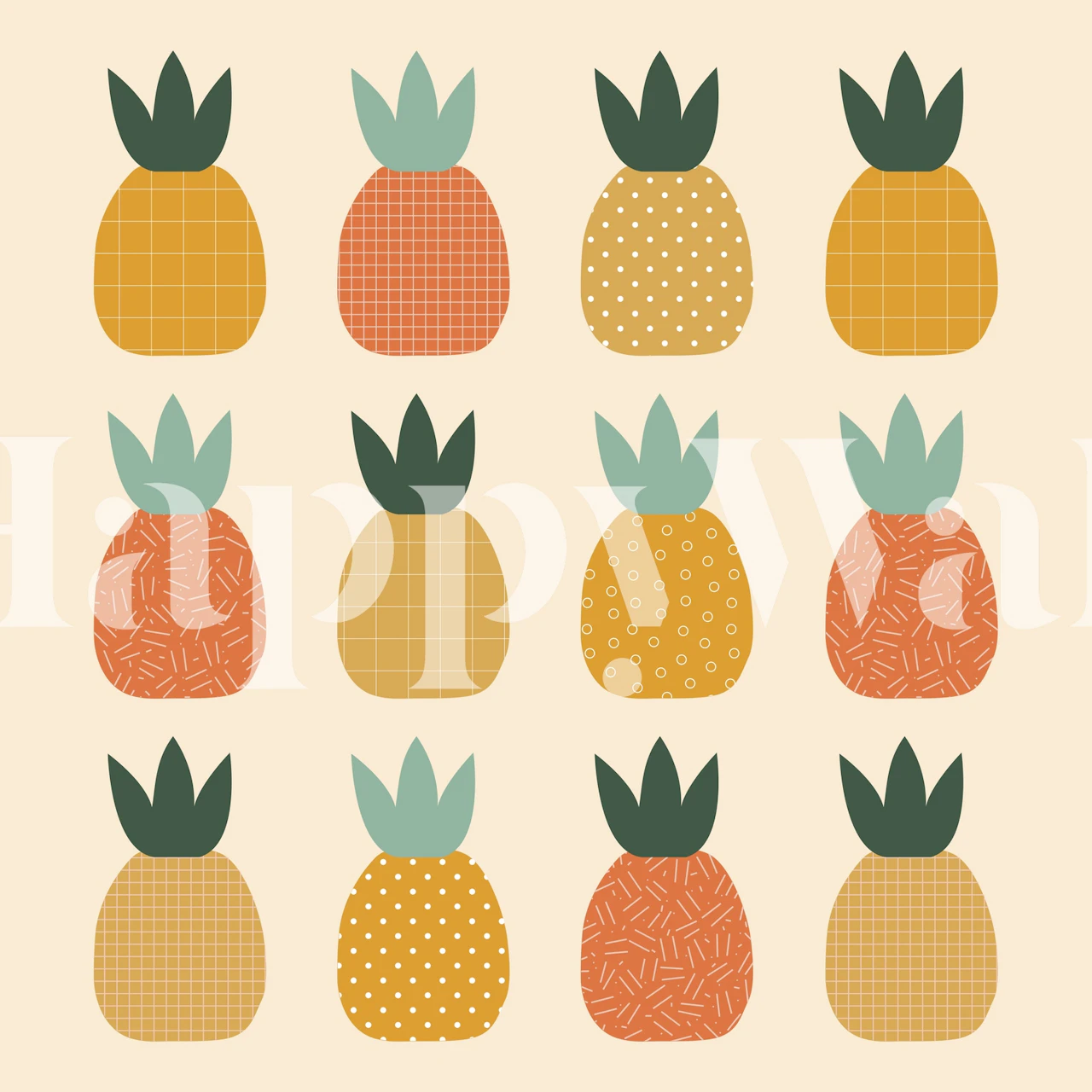 Pineapple Queens wallpaper in a stylish room