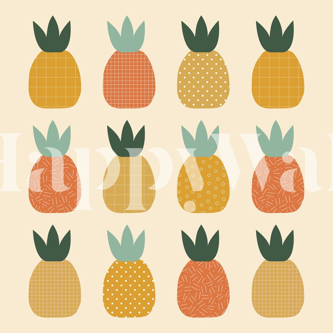 Pineapple Queens wallpaper in a stylish room