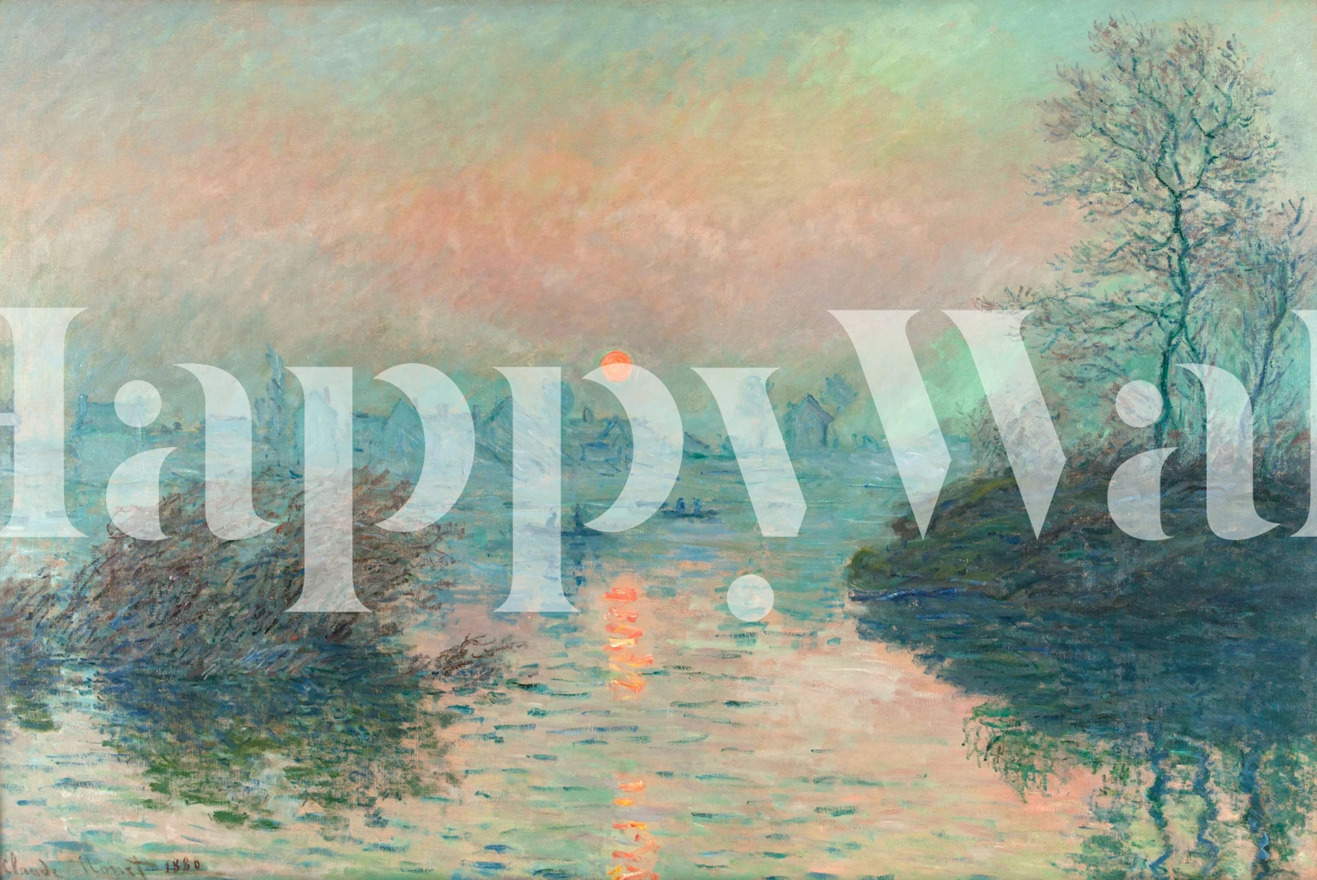 Sunset wallpaper in a room setting