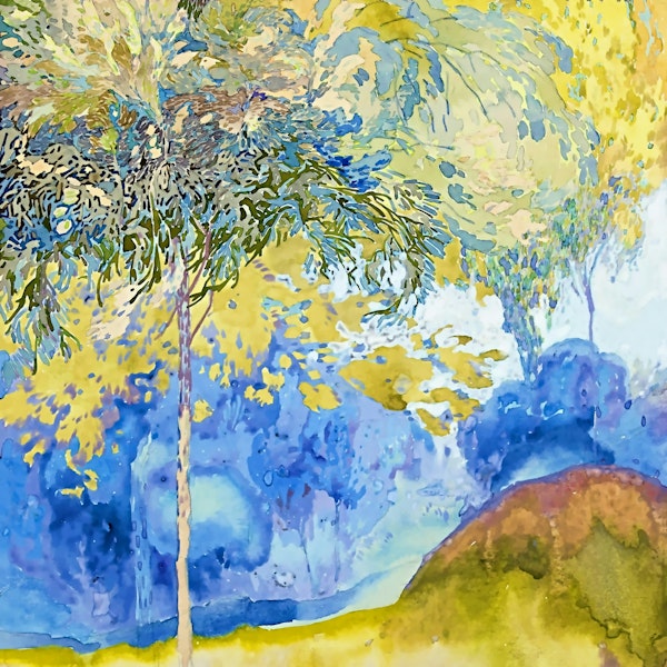 Summer Forest Watercolor Trees