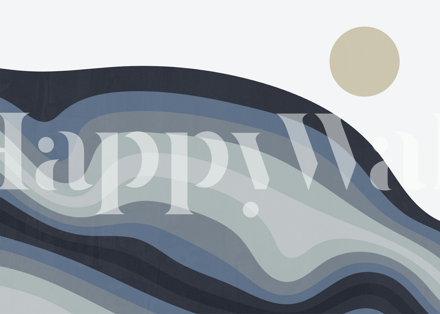 Abstract landscape wallpaper in a room