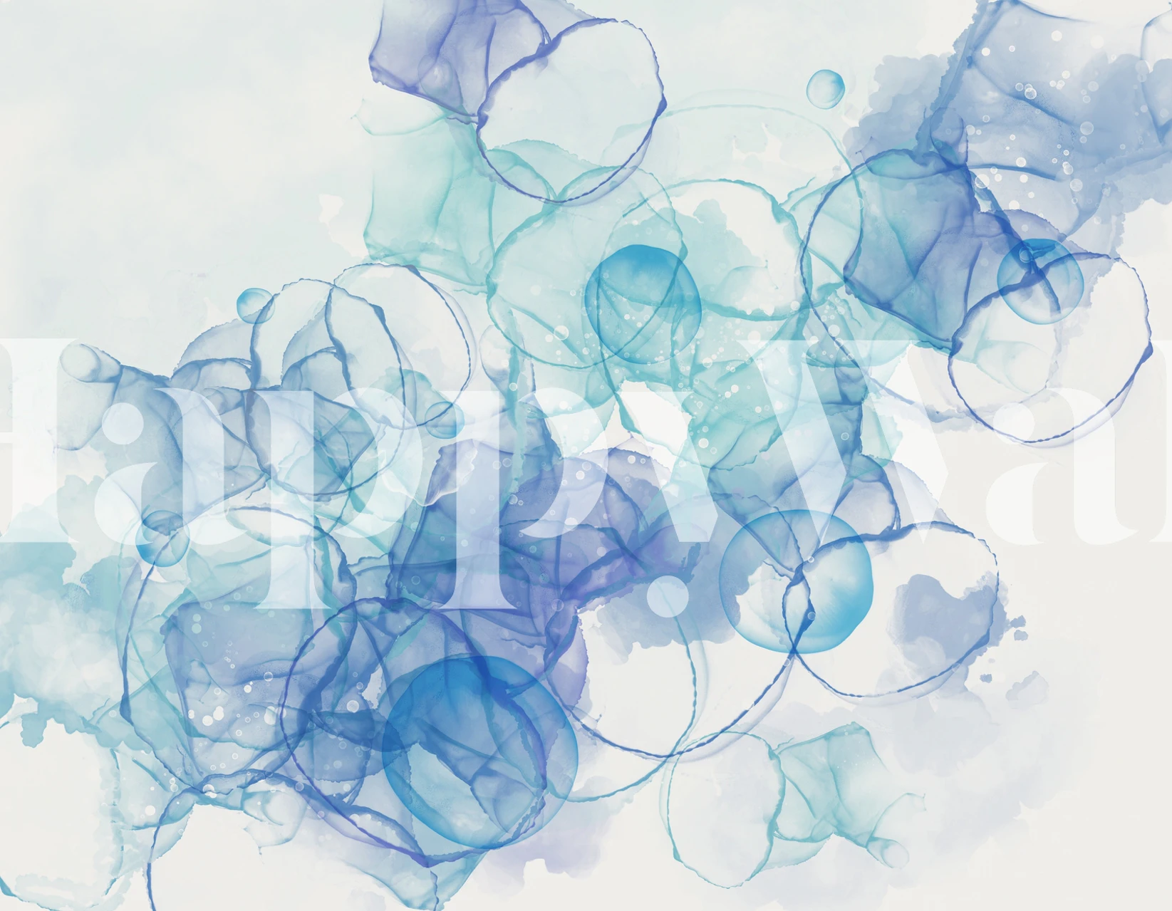 Mural abstrato de bolhas de tinta de álcool azul para decoração de parede