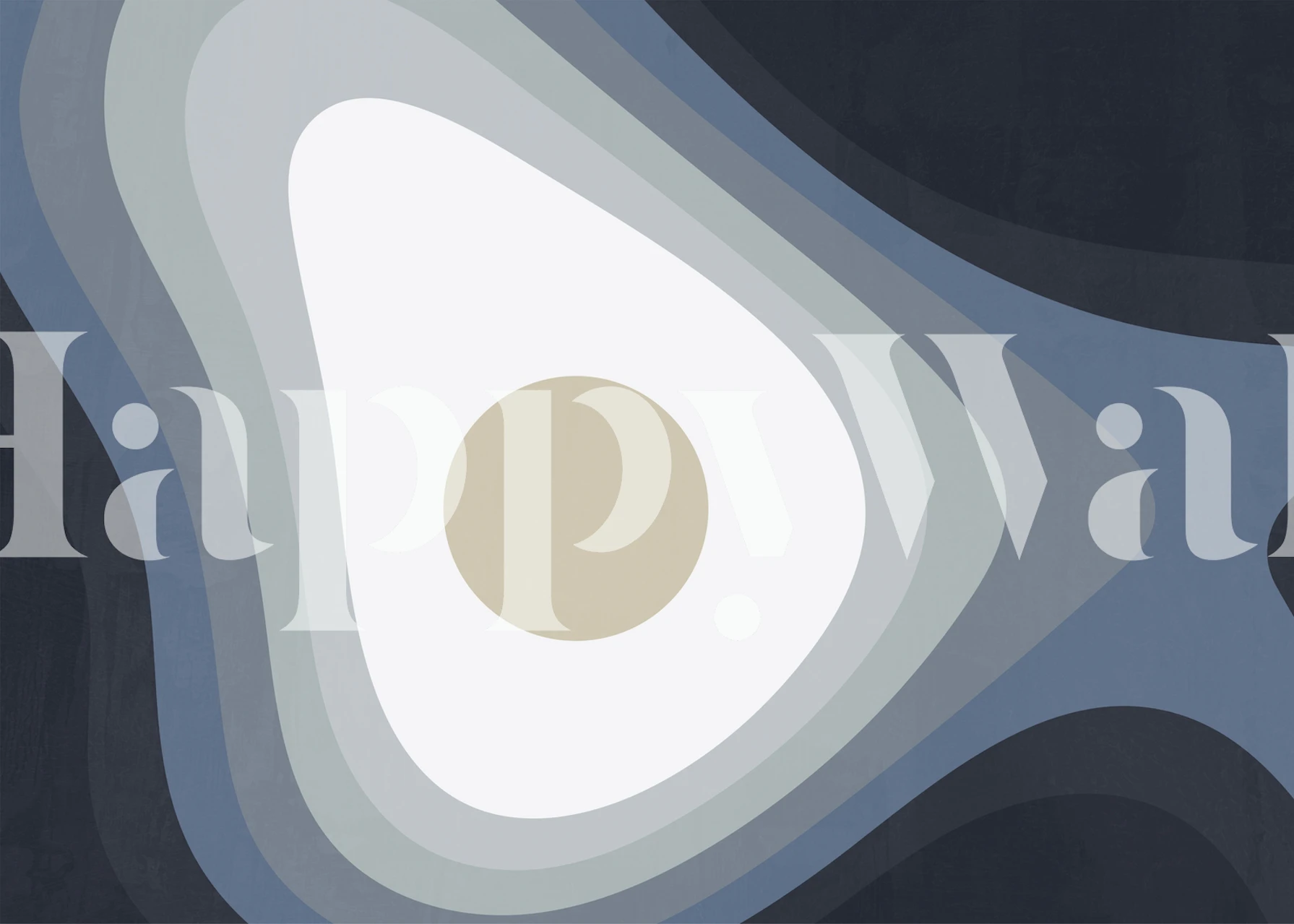 Abstract organic patterns in blue, gray, and cream wallpaper.