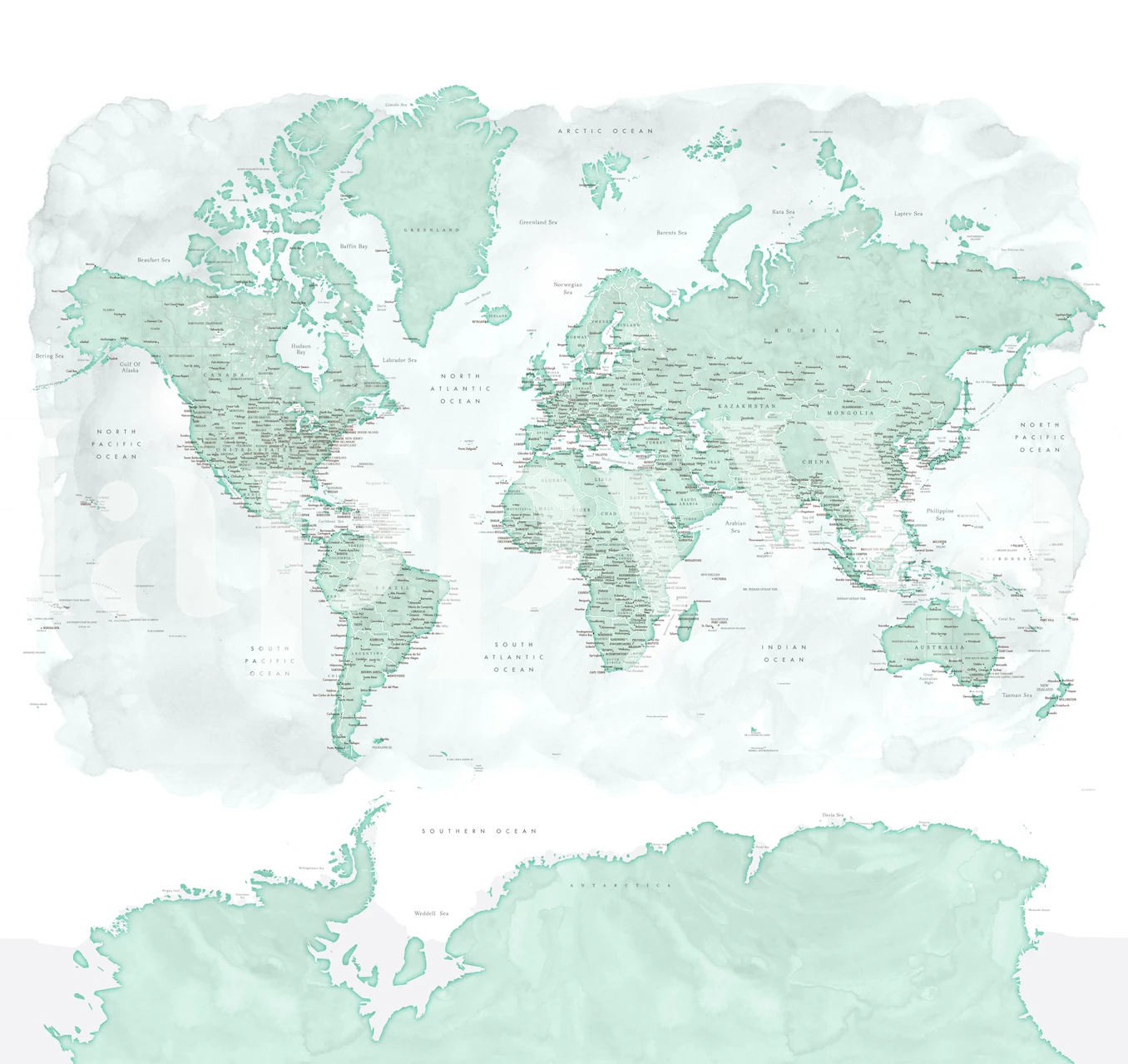 papel de parede World Map Uzuri Antarctica em um quarto