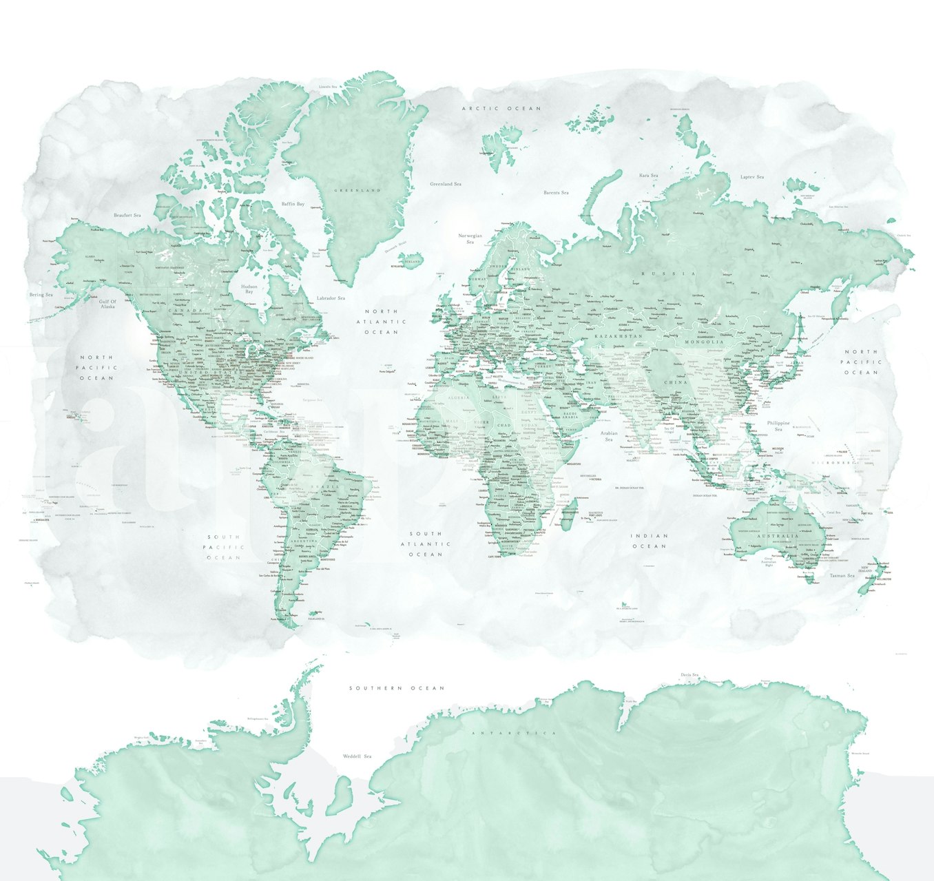 World Map Uzuri Antarctica wallpaper in a room