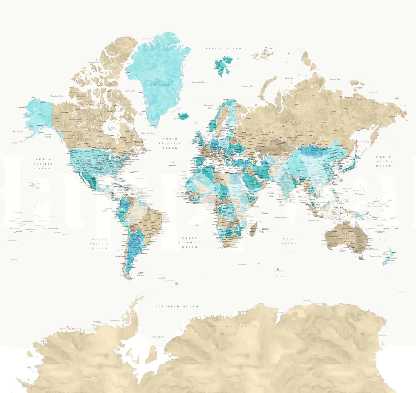 World map wallpaper featuring Antarctica