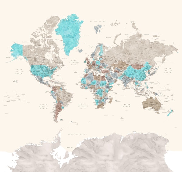World map Romy Antarctica