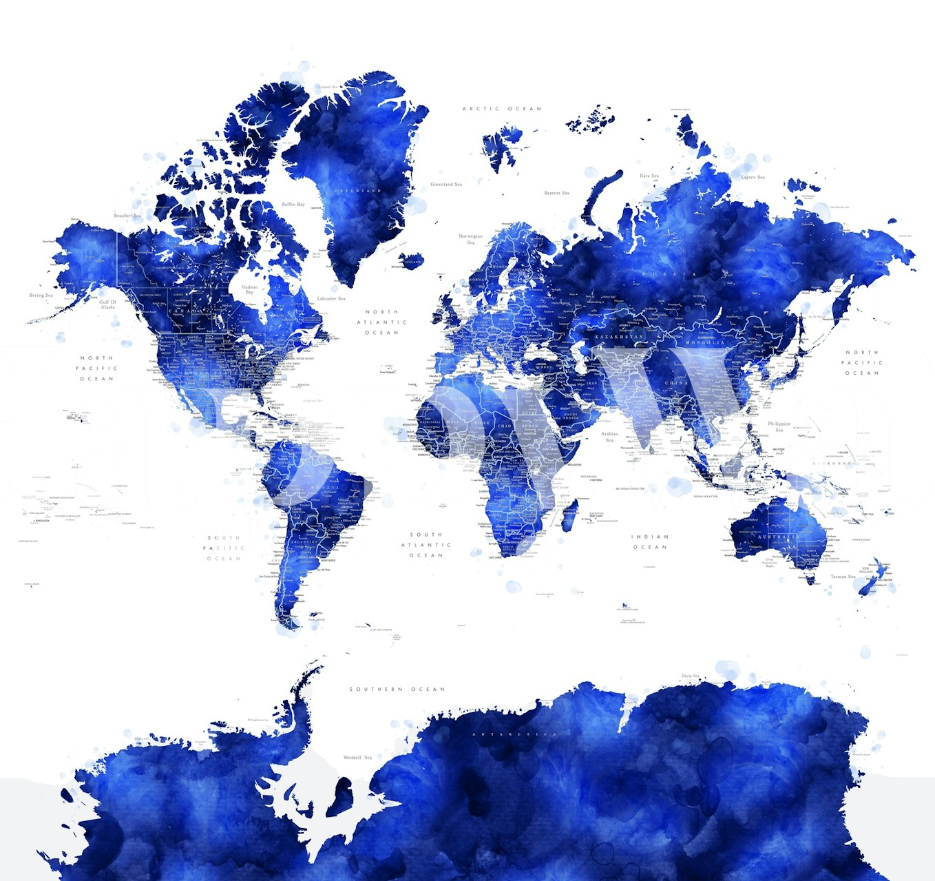 World Map Gulzar Antarctica tapet i et rom