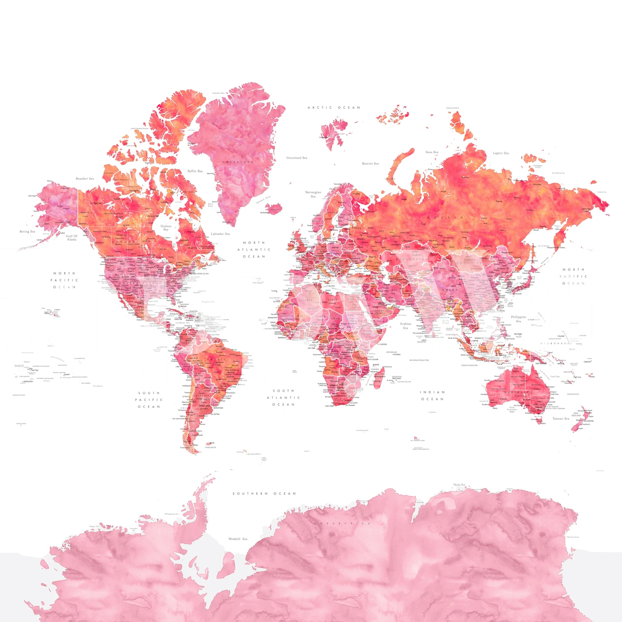 World map wallpaper in a modern room