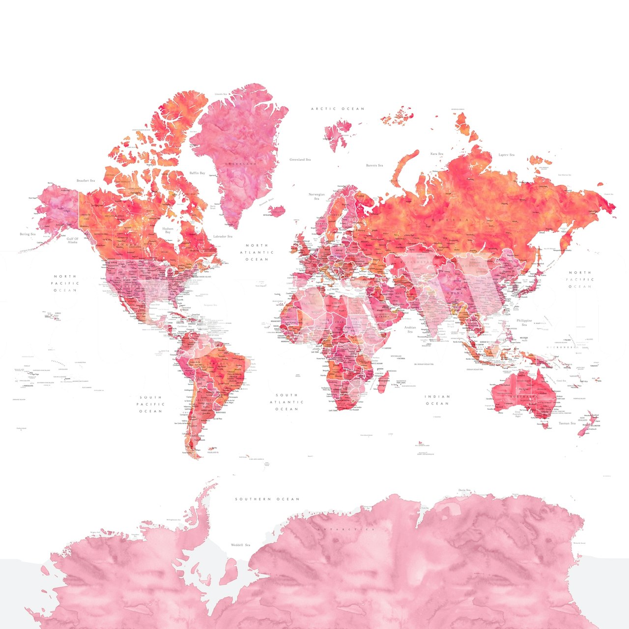 World map wallpaper in einem modernen Raum