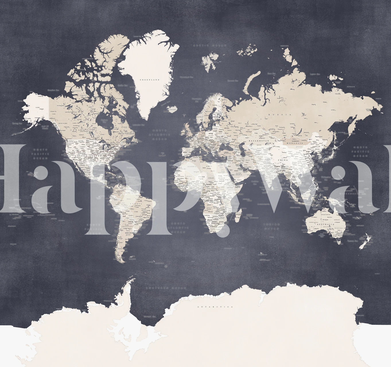 World Map Glyn Antarctica wallpaper in a room