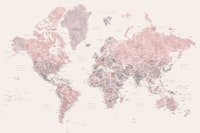 Detailed world map Majken tapete