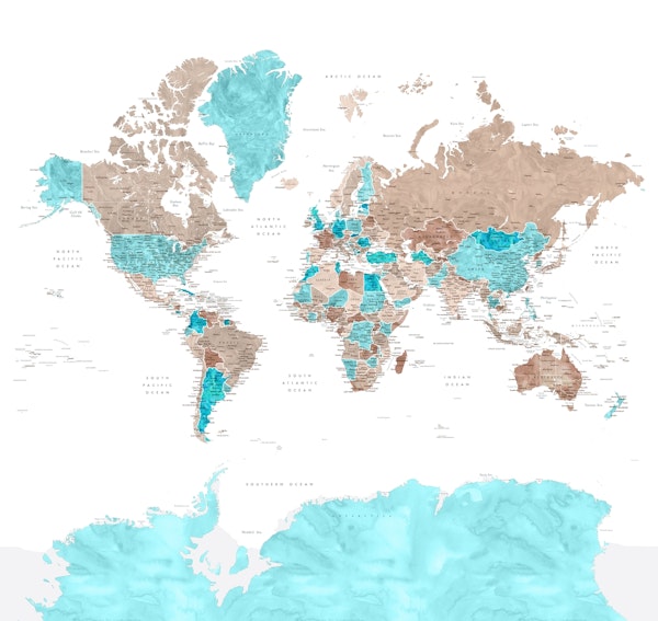 World map Leolah Antarctica