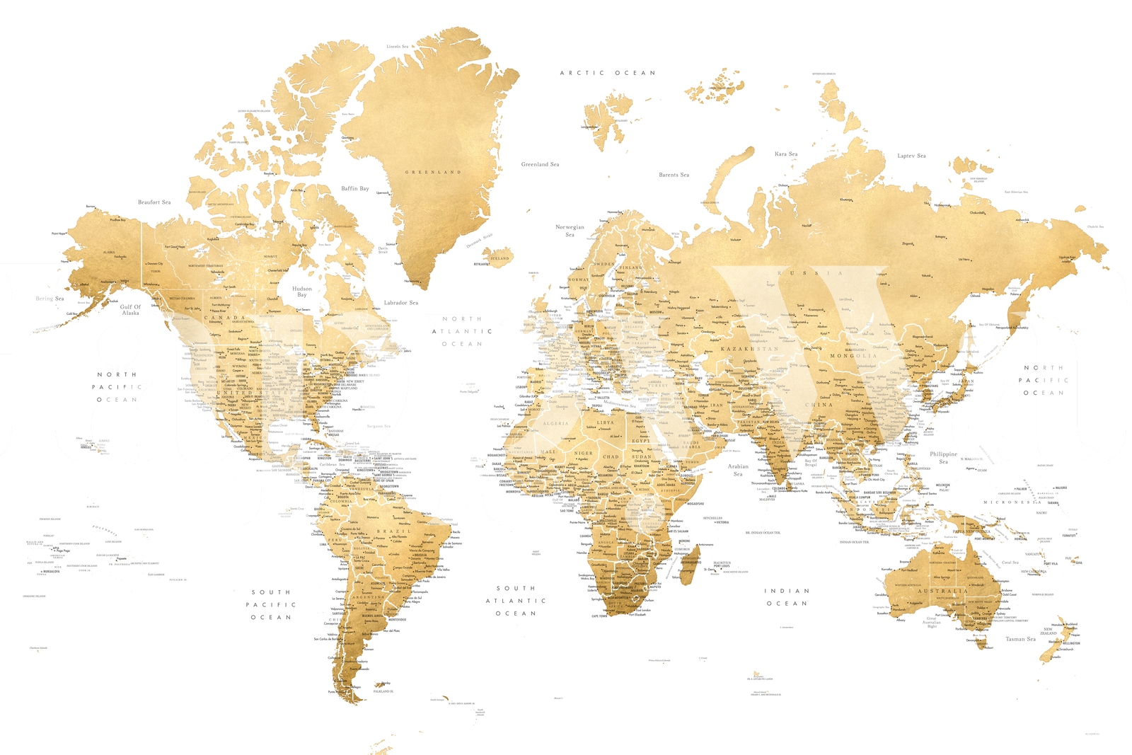 Карта пуш. Detailed World Map. Canvas Map. Map with Pins.