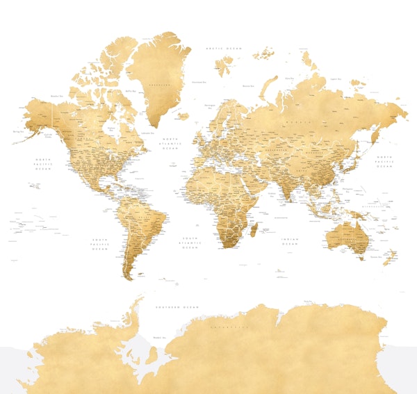 World map Rossie Antarctica