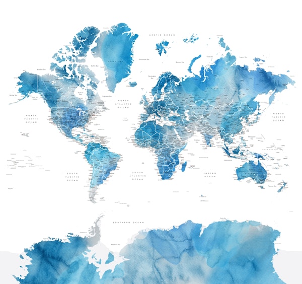 World map Raleigh Antarctica