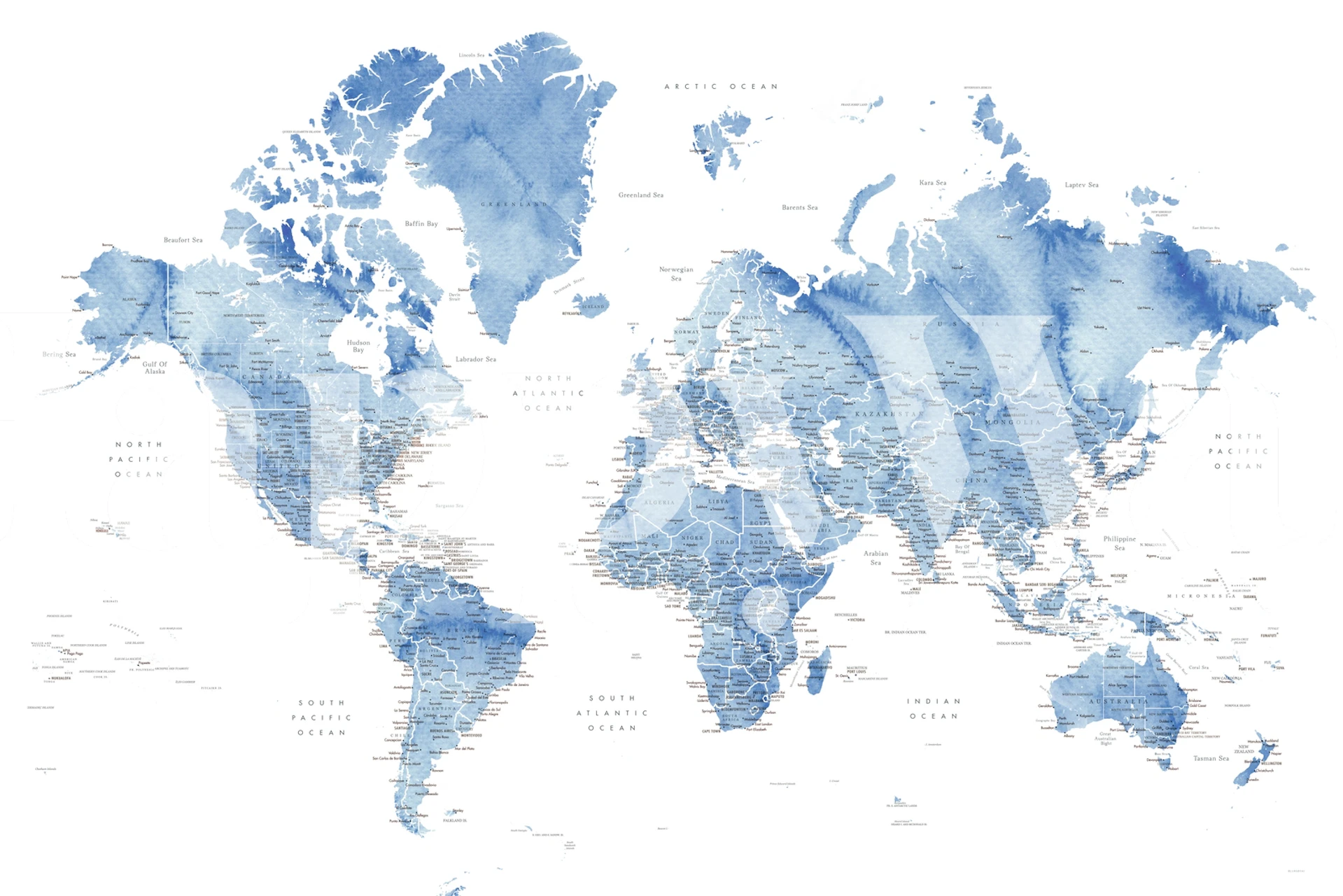 Papel de parede do mapa-múndi detalhado em um quarto