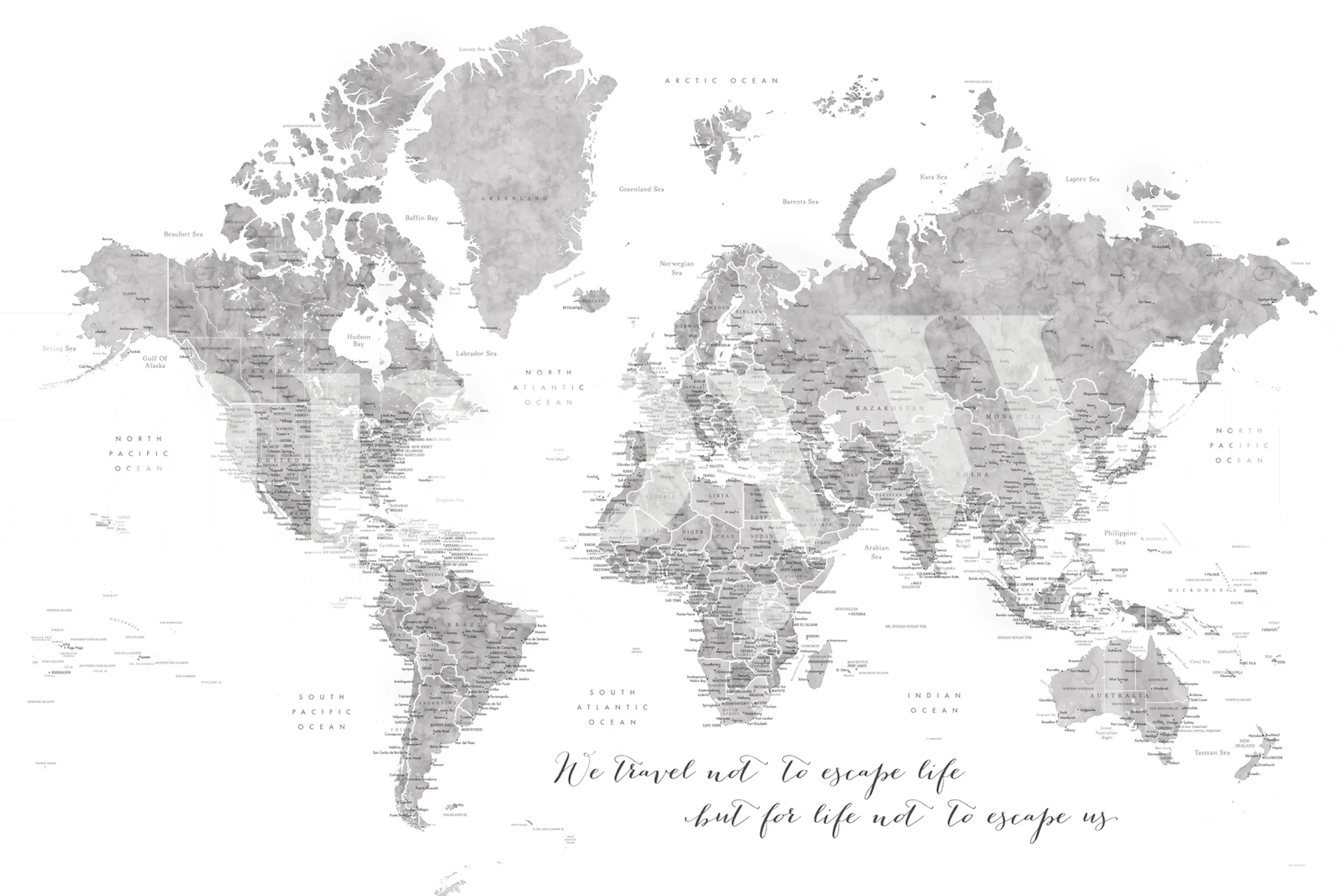 Elegant världskarta tapet i ett rum