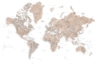 Detailed world map Abey tapete