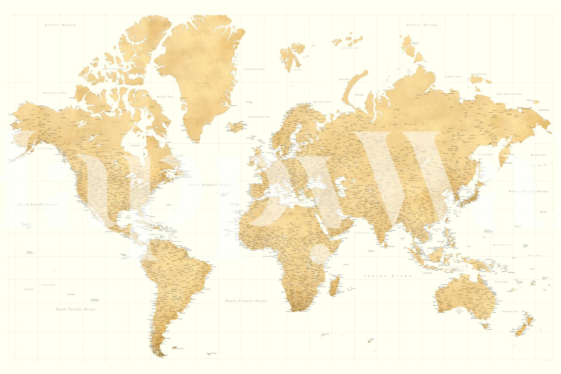 High detail world map wallpaper v pokoji