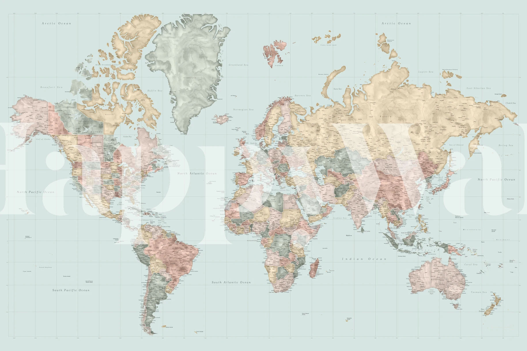 High Detail World Map Michel Wallpaper - Happywall
