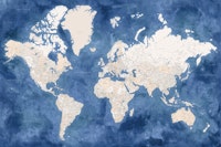 High detail world map Hudson papel pintado
