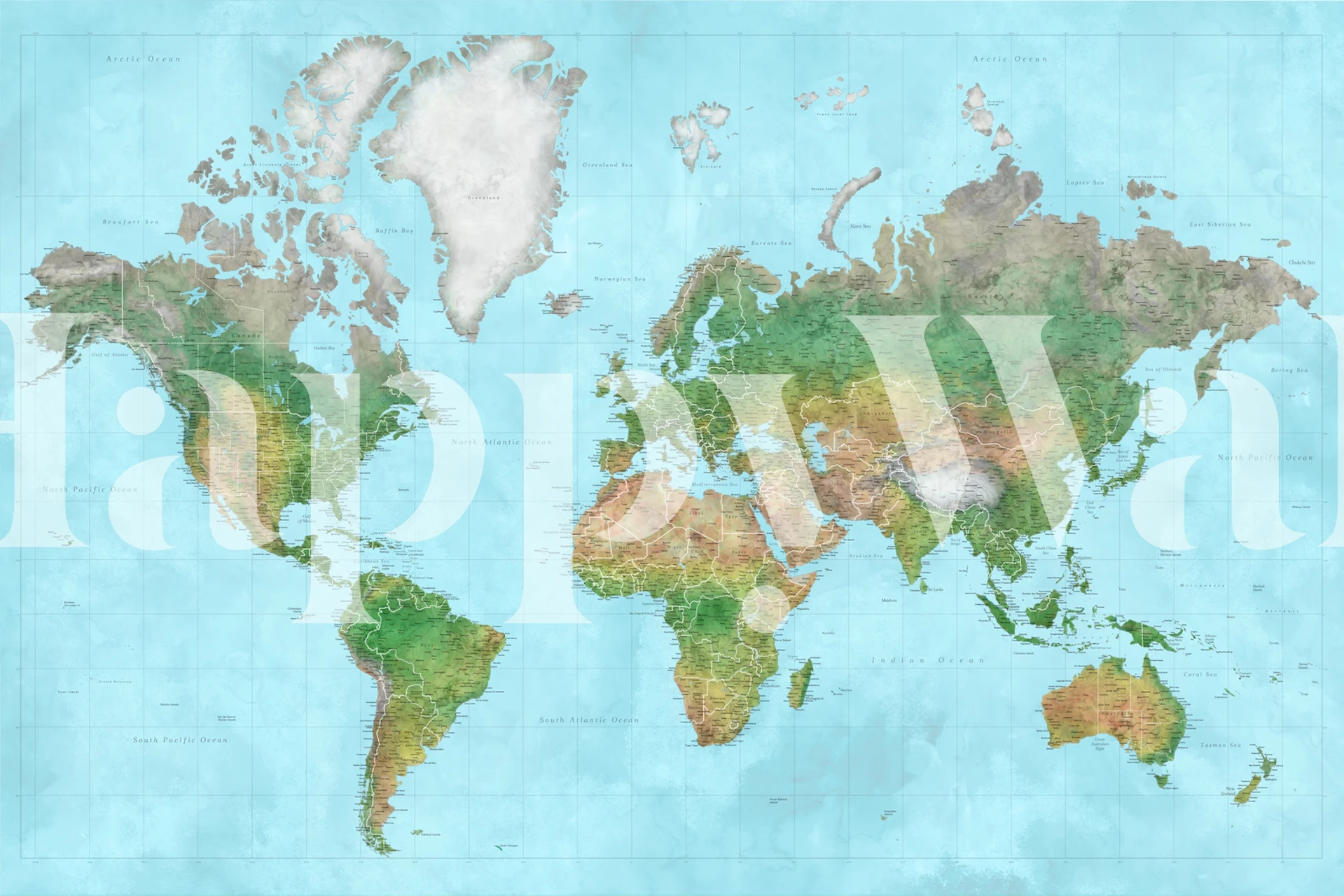 Colorful detailed world map with earth tones wallpaper