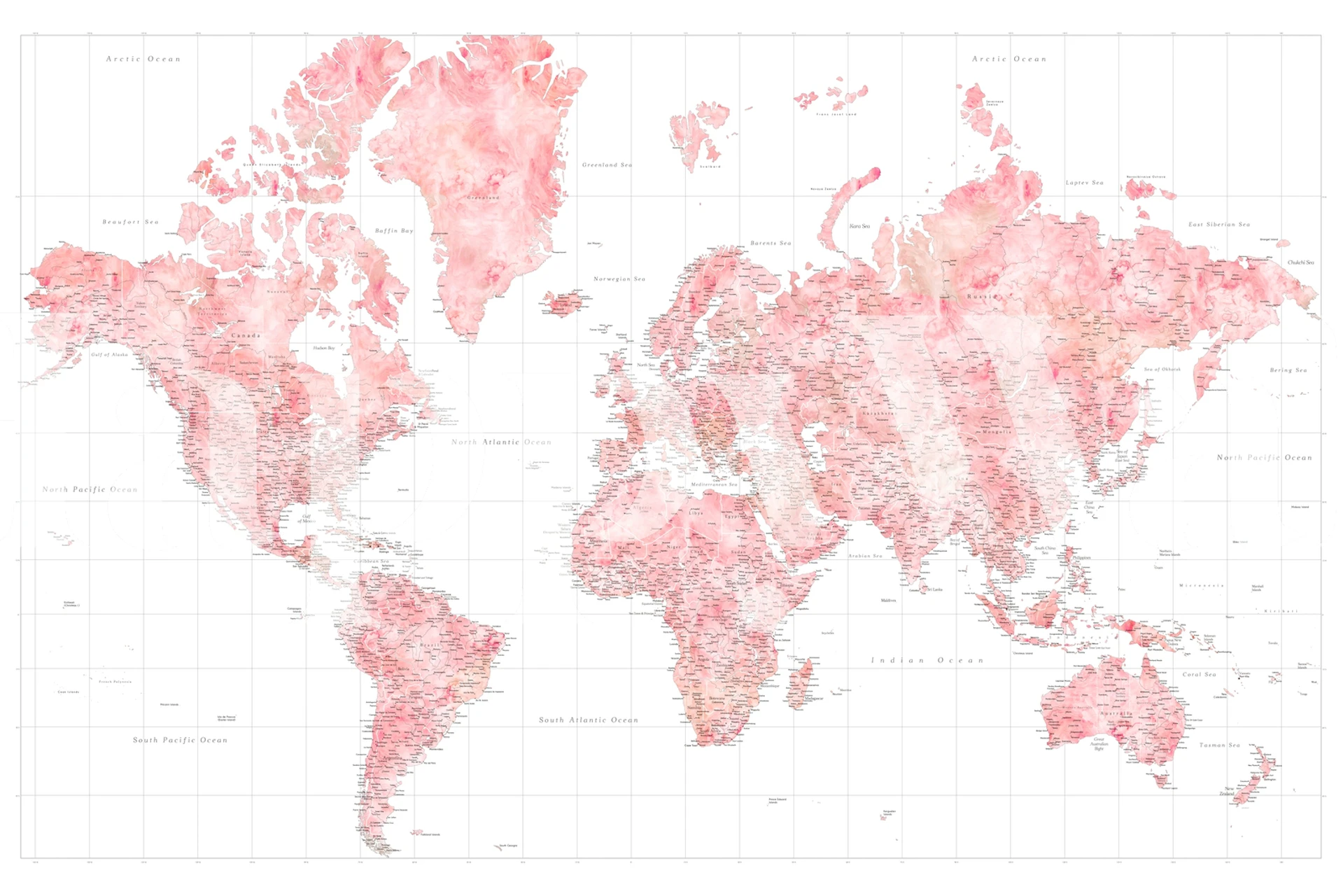 High detail world map wallpaper in a room