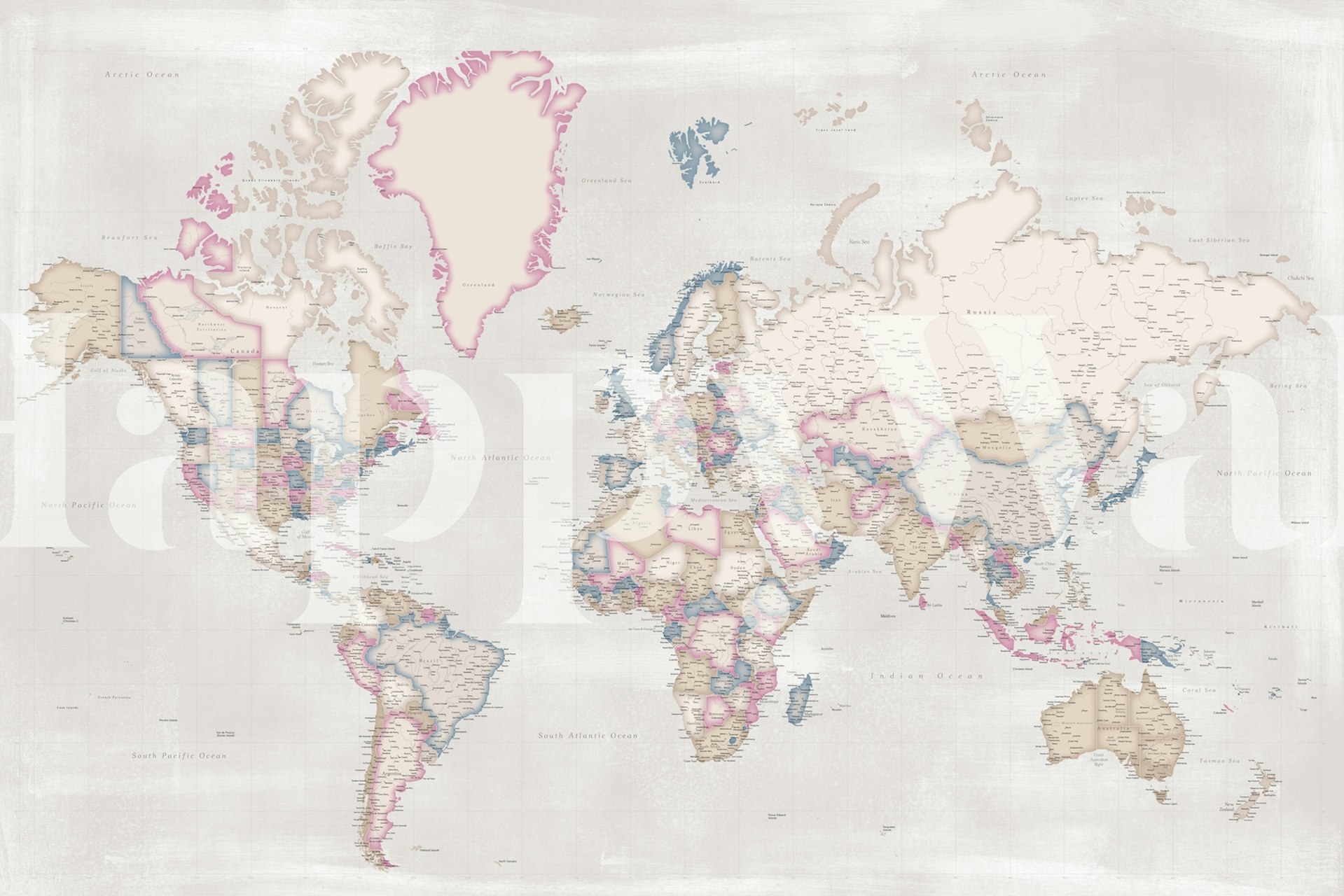 High detail world map wallpaper i et rom