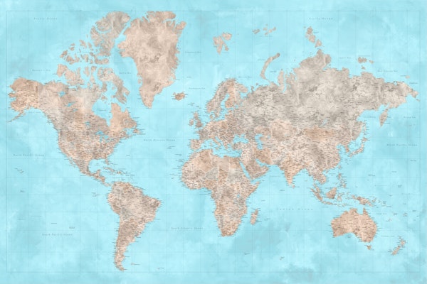 High detail world map Haukea