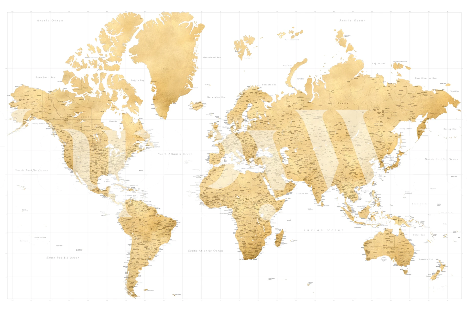 Høy detalj verdenskart tapet i et rom