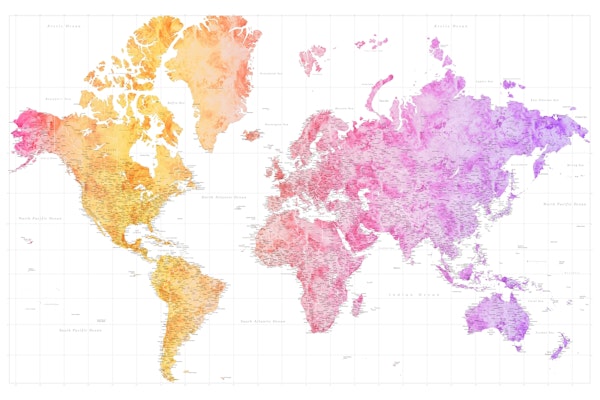 High detail world map Edna