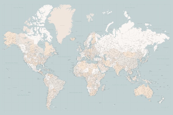 High detail world map Tiara