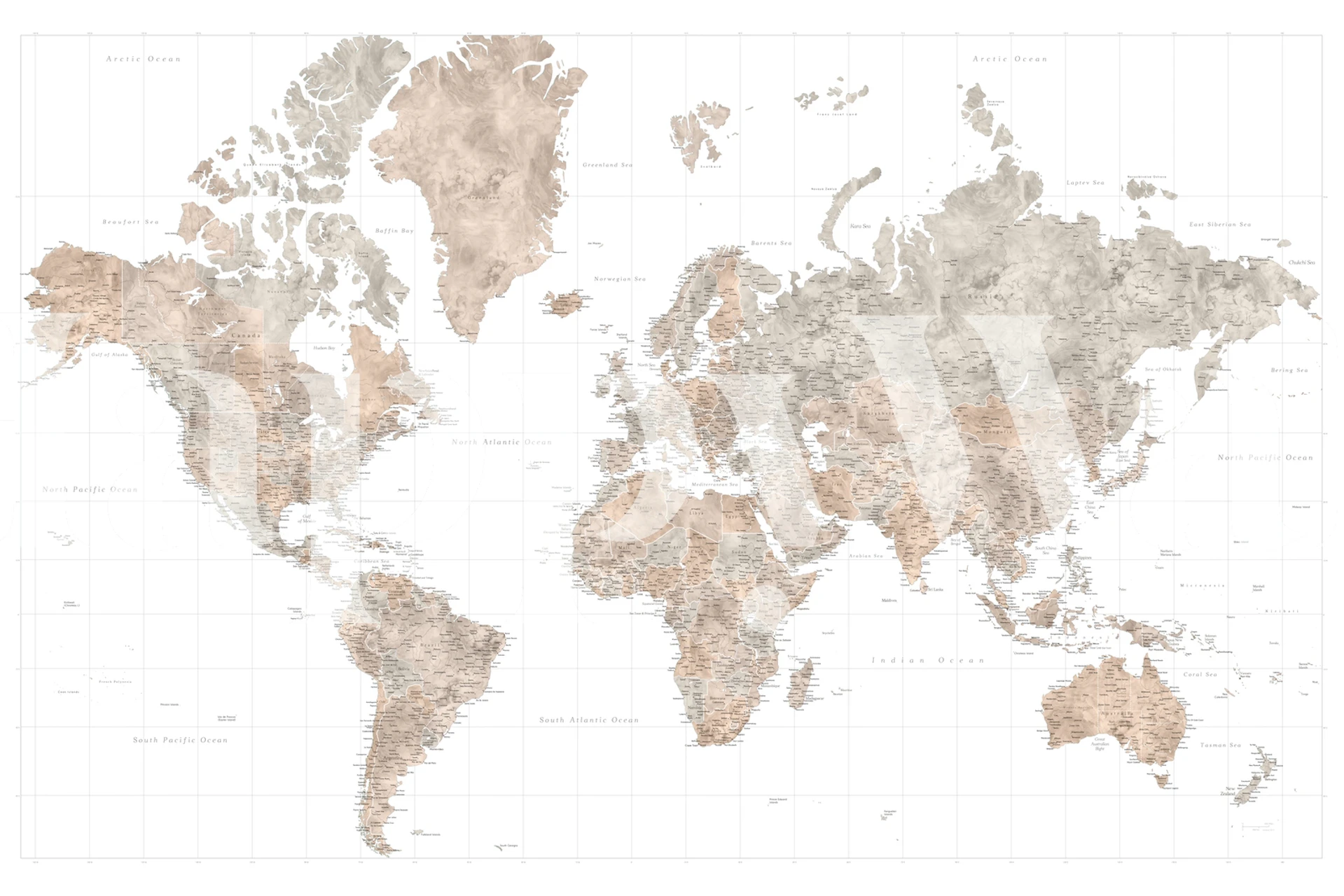 Tapeta svjetske karte u modernoj sobi
