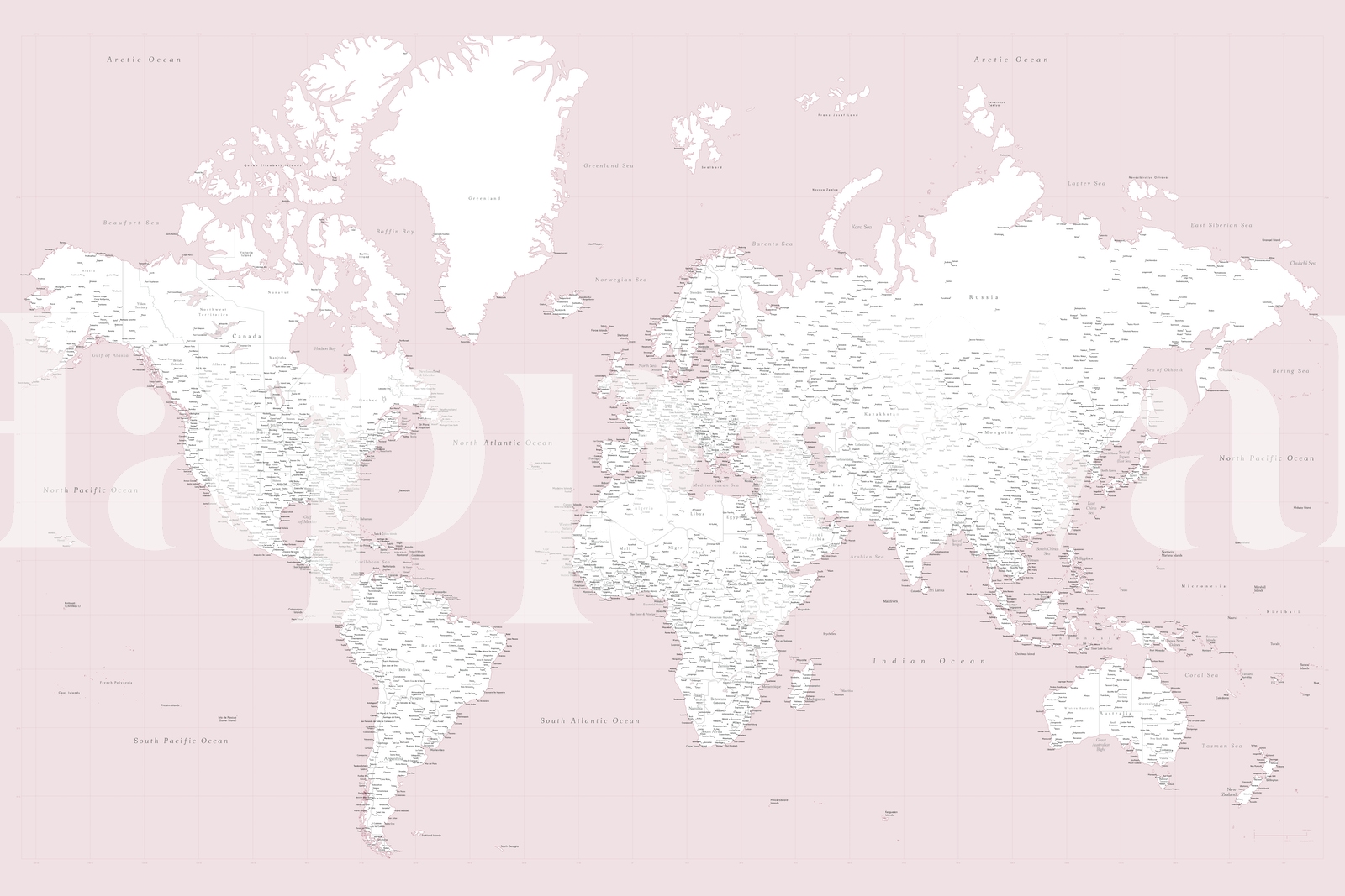 High Detail Pink World Map Wallpaper